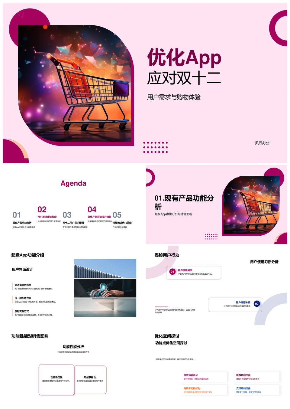 双十二App优化用户需求预测功能图标提升购物体验销售额PPT模板