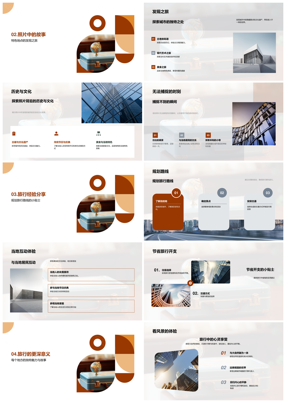 环球行者漫游探秘居民互动故事历程PPT模板