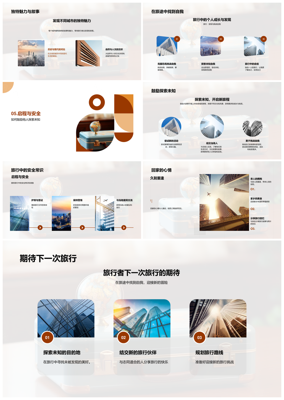 环球行者漫游探秘居民互动故事历程PPT模板