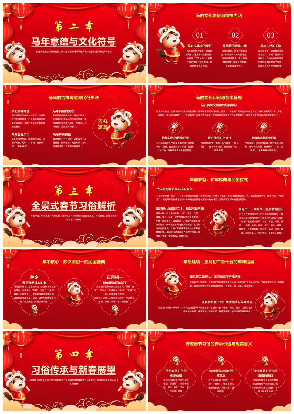 2026红色马年春节喜庆风PPT模板