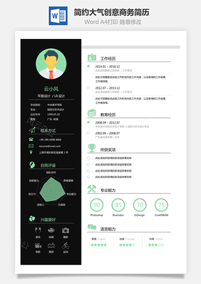 簡約大氣創(chuàng)意個(gè)性商務(wù)簡歷 01