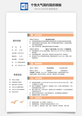 个性简历求职简历商务简历大气简历热门简历Word模板