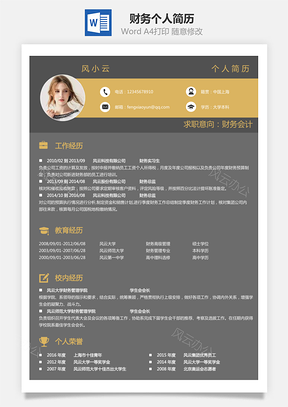 【財務(wù)簡歷】個人簡歷M640