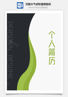 沉稳大气线条个人求职通用简历Word模板