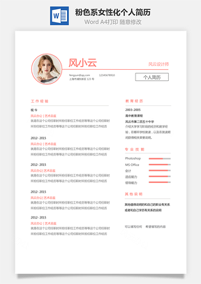 【簡歷套裝】粉色系女性化個人簡歷設(shè)計模板 自薦信