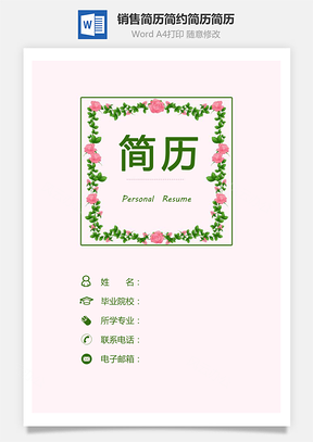 销售简历简约简历个人简历最新简历Word模板