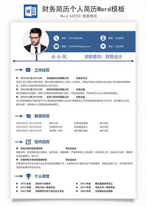 财务简历个人简历Word模板