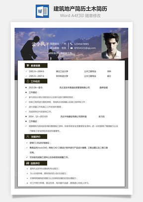 建筑地产简历土木简历Word模板