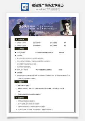 【建筑地产简历】土木简历