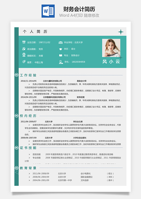 财务会计简历Word模板