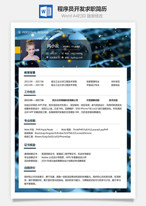 程序员简历IOS开发求职简历Word模板