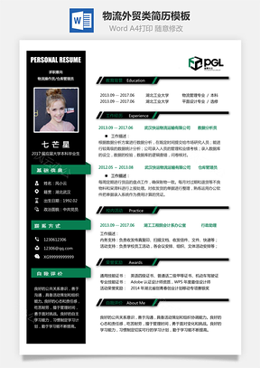 物流外贸类简历求职简历Word模板