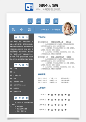 【銷售簡歷】個人簡歷M724