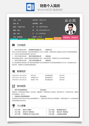 财务简历个人简历Word模板