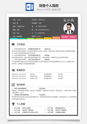 【財務(wù)簡歷】個人簡歷M730