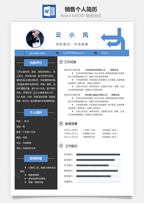 【销售简历】个人简历M733