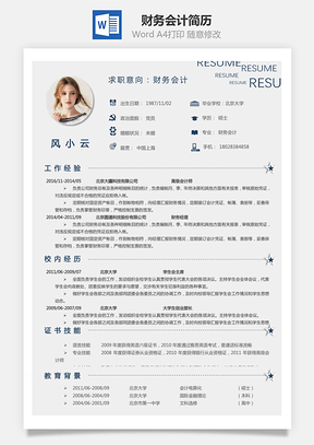 财务会计简历Word模板