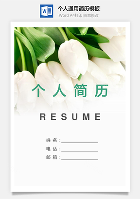 个人简历191带封面和自荐信Word模板