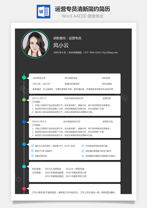 【运营专员简历】时间轴小清新简约简历