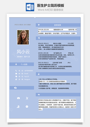 【醫護人員簡歷】醫生護士簡歷最新上傳熱門下載144