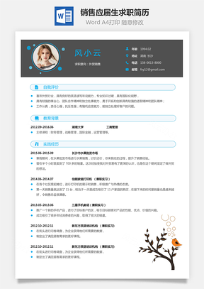 简历模板通用简历应届生简历销售简历个性简历创意简历Word模板