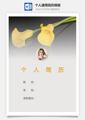 个人简历251带封面和自荐信Word模板