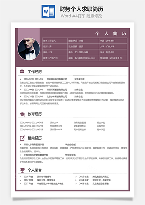 【财务简历】个人简历M899