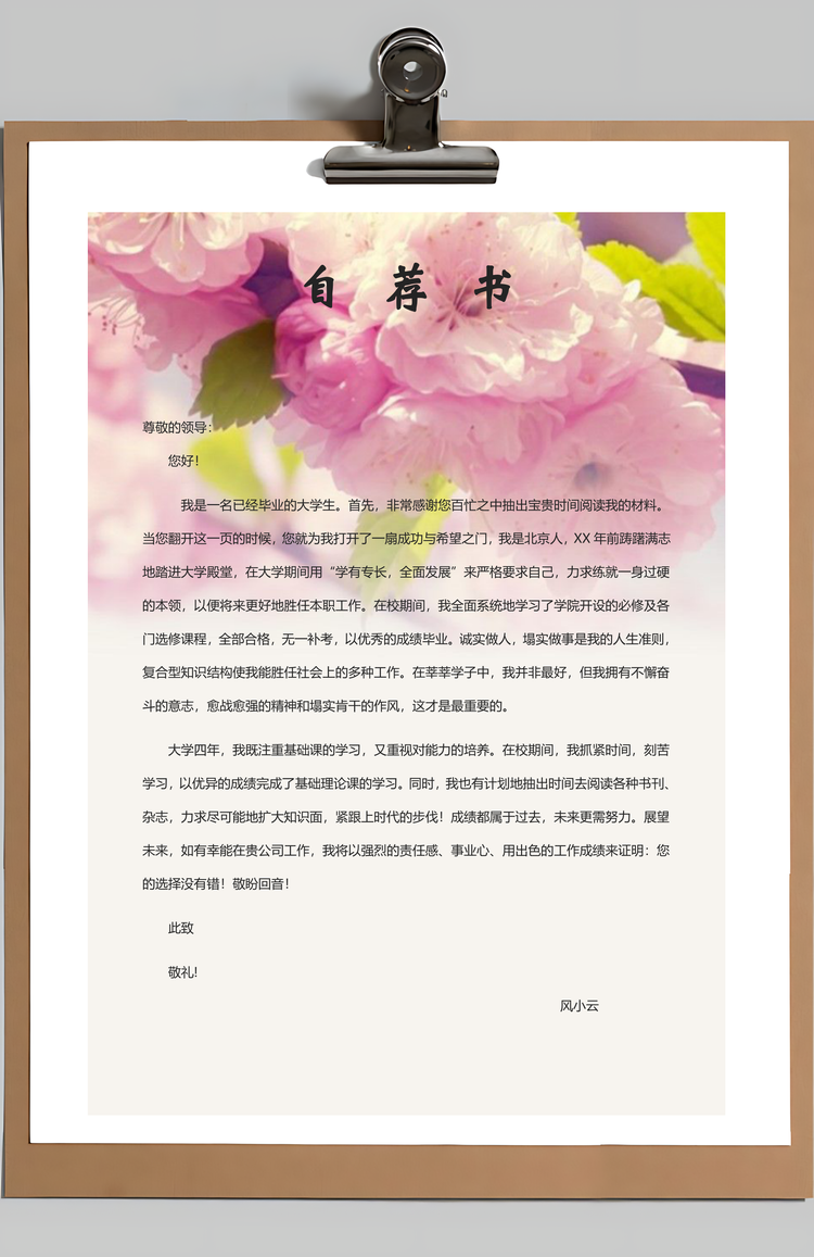 财务会计简历封面+简历+自荐信Word模板