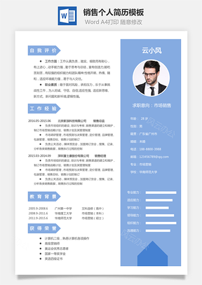 【销售简历】个人简历M916