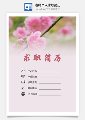 老师简历求职简历个人简历Word模板
