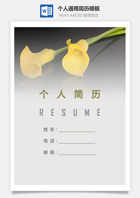 个人简历291带封面和自荐信Word模板