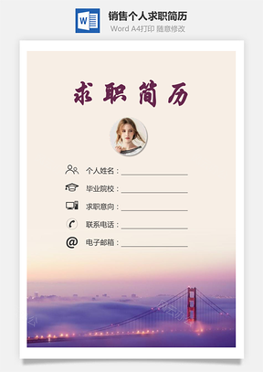 销售简历求职简历个人简历Word模板