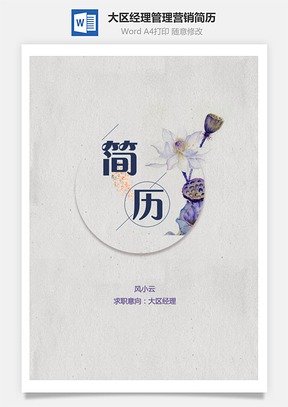 大区经理管理营销简历Word模板