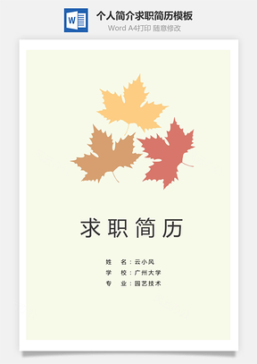 个人简历套装简历简历套装3页Word模板