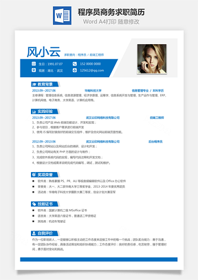 程序员简历商务求职简历Word模板