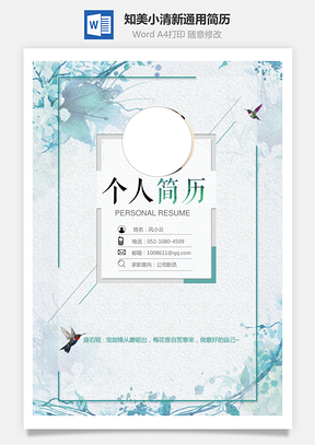 知美小清新求职简历通用简历Word模板