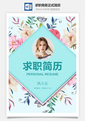 应届生简历简致简历求职简历商务正式简历Word模板