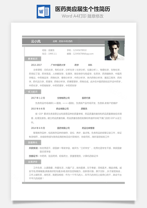 【醫(yī)藥類簡(jiǎn)歷】應(yīng)屆生個(gè)性求職表格簡(jiǎn)歷25