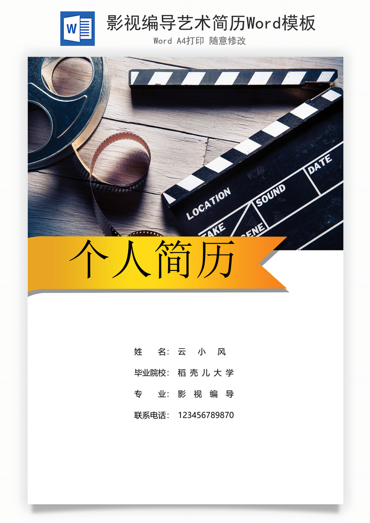 影视编导艺术简历Word模板
