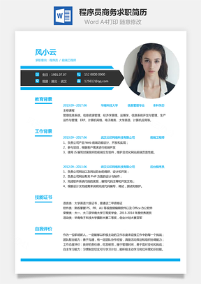 程序员简历商务求职简历Word模板