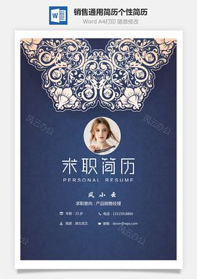 销售简历通用简历个性简历Word模板
