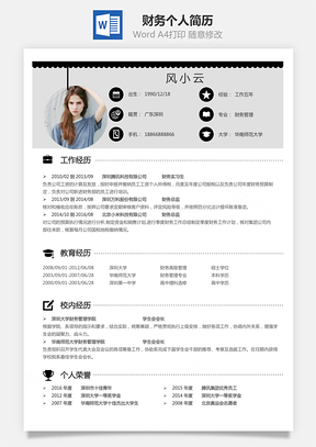【財(cái)務(wù)簡歷】個(gè)人簡歷M1006