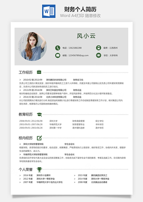 【財(cái)務(wù)簡歷】個(gè)人簡歷M1013