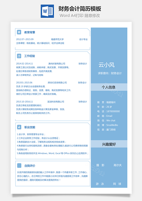 【財務(wù)會計簡歷】出納簡歷財務(wù)簡歷會計簡歷198