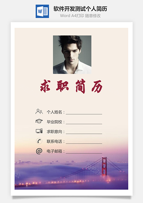 【簡歷套裝】計算機軟件開發(fā)測試求職簡歷個人簡歷167
