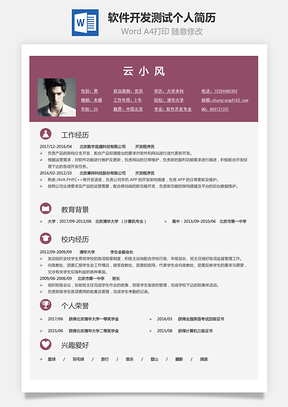 【软件开发测试简历】求职简历个人简历96