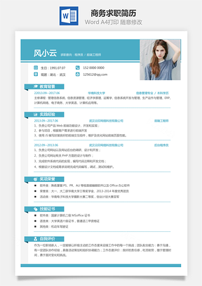 程序员简历商务求职简历Word模板