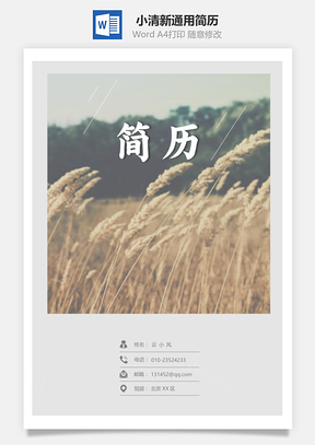 小清新通用简历套装Word模板