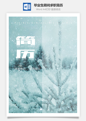 應屆畢業(yè)生唯美雪景管理顧問個人求職簡歷