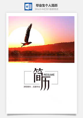 春招大气雄鹰翱翔毕业生个人求职简历套装Word模板